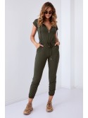 Women\'s khaki hooded jumpsuit FK622 - Online store - Boutique